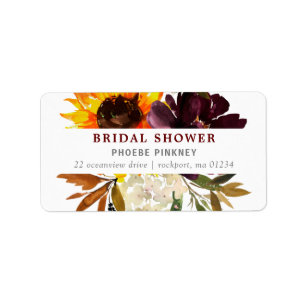 Fall Flowers Bridal Shower Return Address Label