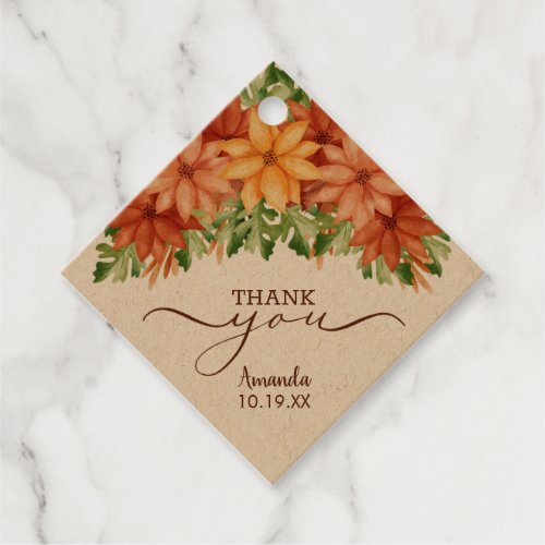 Fall Flowers Bridal Shower Thank You Favor Tags