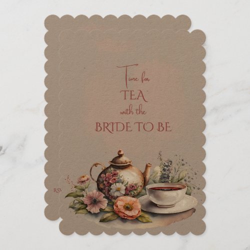 Fall Flowers Bridal Tea Party Teapot Invitation