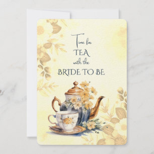 Fall Flowers Bridal Tea Party Teapot Invitation