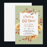 Fall Flowers Cheers to 60 Years 60th Birthday Invitation<br><div class="desc">Fall Flowers Autumn 60th Birthday Cheers to 60 Years Invitation
This elegant fall 60th surprise birthday party invitation is perfect for your special event!</div>
