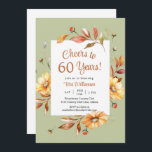 Fall Flowers Cheers to 60 Years 60th Birthday Invitation<br><div class="desc">Fall Flowers Autumn 60th Birthday Cheers to 60 Years Invitation
This elegant fall 60th surprise birthday party invitation is perfect for your special event!</div>