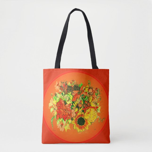 Fall flowers Colorful  Tote Bag (Front)