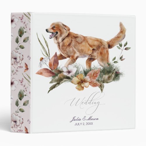 Fall Flowers  Dog Coll  Wedding Photo Album 3 Ring Binder