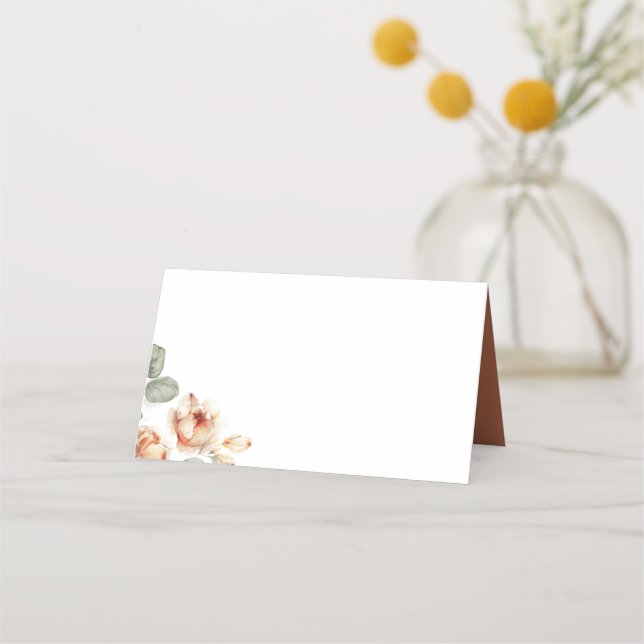 Fall Flowers Elegant Boho Wedding Place Card (Front)