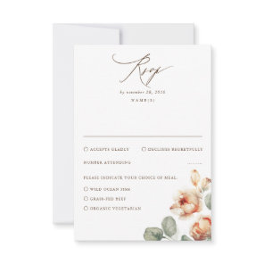 Fall Flowers Elegant Wedding RSVP Card