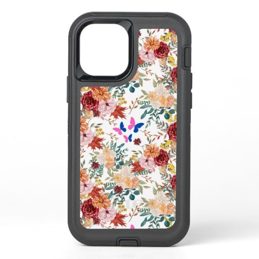 Fall flowers garden OtterBox defender iPhone 12 pro case