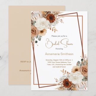 Fall Flowers Geometric Wreath Bridal Shower |  Invitation