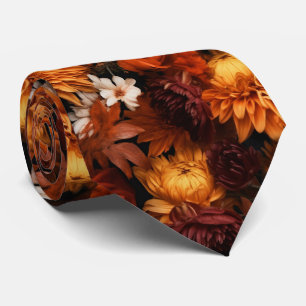 Fall Flowers No.3 on Black Neck Tie