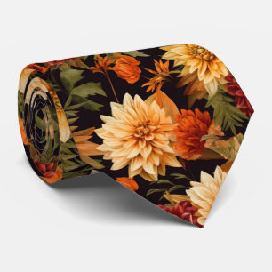 Fall Flowers No.4 on Black Neck Tie