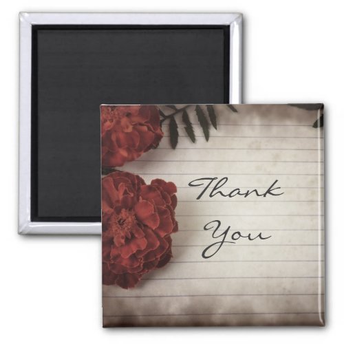 Fall Flowers on Lined Paper Thank You Magnet