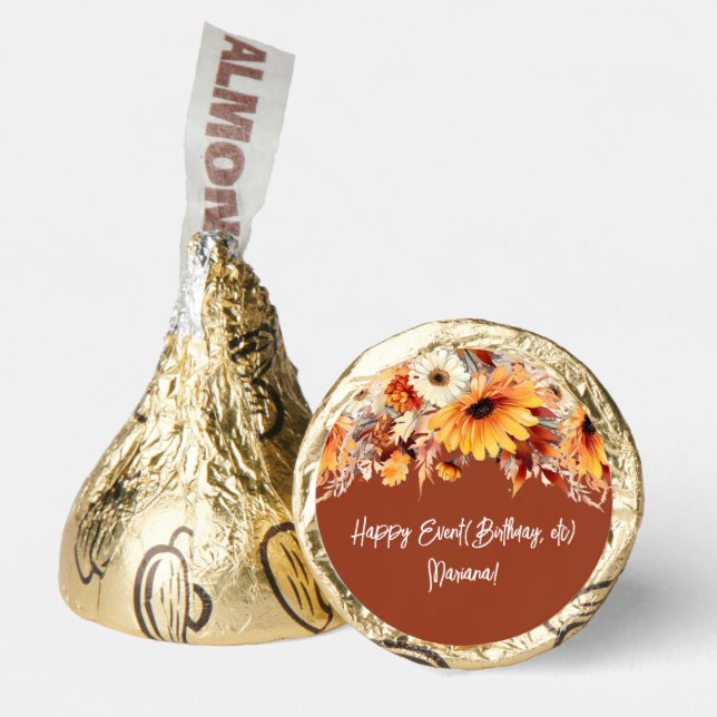 Fall Flowers on Terracotta Party Kisses Favors (Front)