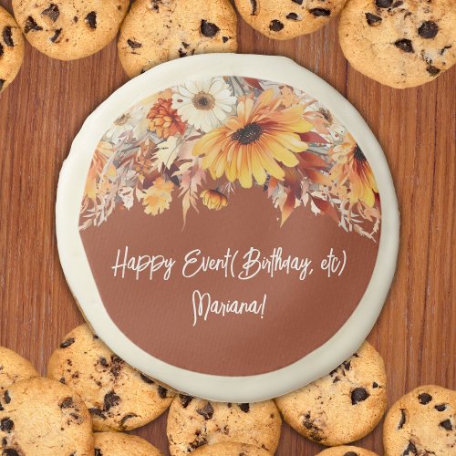 Fall Flowers on Terracotta Party Sugar Cookie