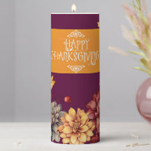 Fall Flowers Pillar Candle