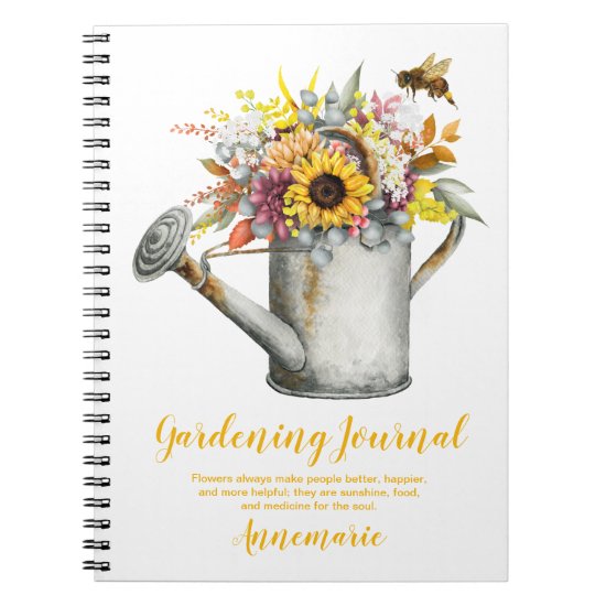 Fall Flowers Rustic Watering Can Gardening Journal