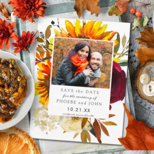 Fall Flowers Save the Date Invitation