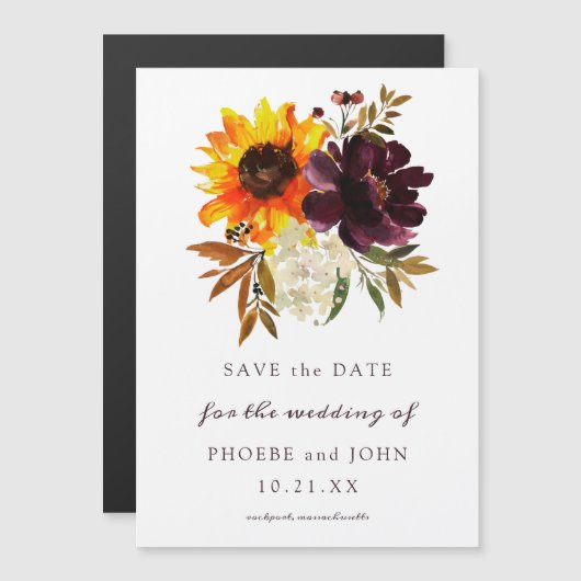 Fall Flowers Save the Date Magnetic Invitation (Front/Back)