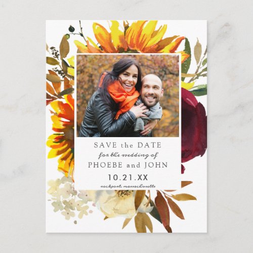 Fall Flowers Save the Date Postcard