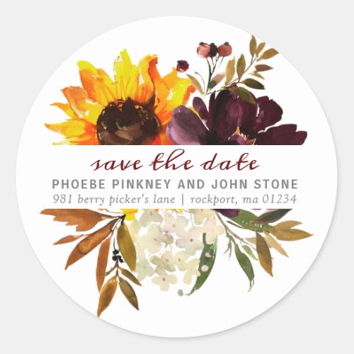 Fall Flowers Save the Date Return Address Label