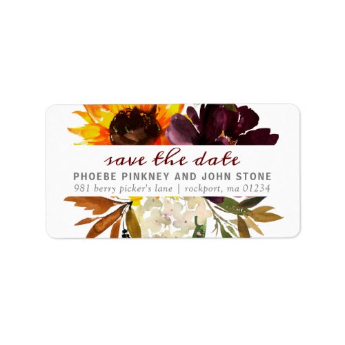 Fall Flowers Save the Date Return Address Label