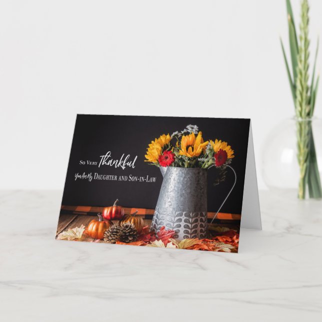 Fall Flowers Thanksgiving Daughter & Husband Card (Front)