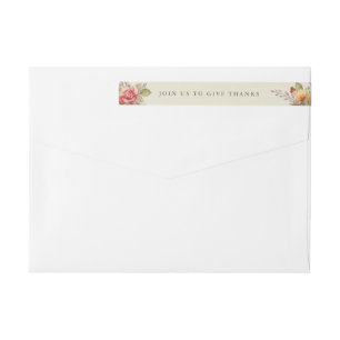 Fall Flowers Thanksgiving Message Return Address Wrap Around Label