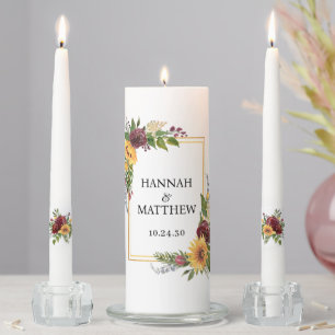 Fall Flowers Unity Candle Set