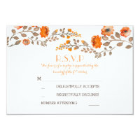 fall flowers watercolor painted wedding RSVP cards