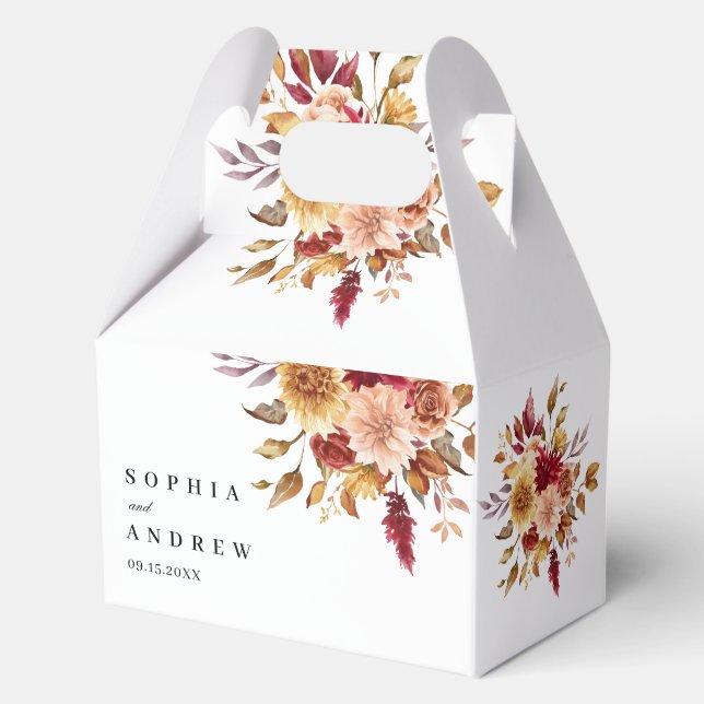 Fall Flowers Wedding Favor Boxes (Front)