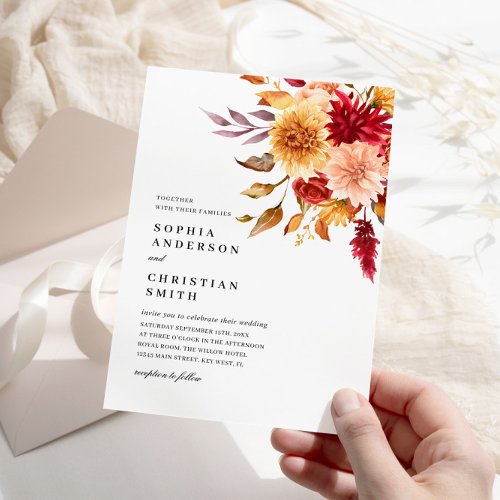 Fall Flowers Wedding Invitation