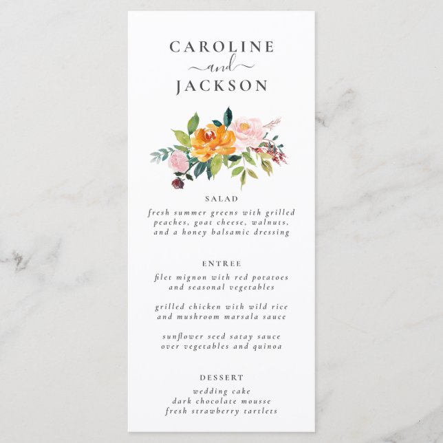 Fall Flowers Wedding Menu (Front)
