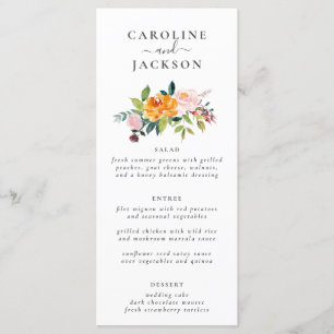 Fall Flowers Wedding Menu