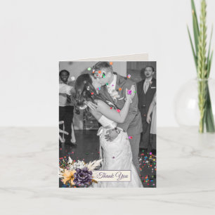 Fall Flowers Wedding Photo Thank You Card
