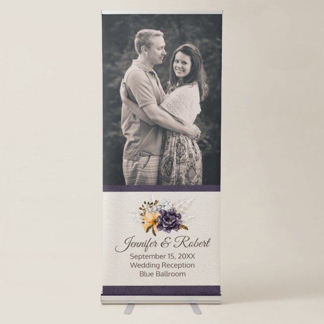 Fall Flowers Wedding Reception Photo Retractable Banner (Front)