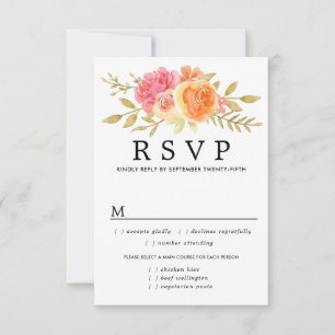 Fall Flowers Wedding RSVP Card, Meal Options Card