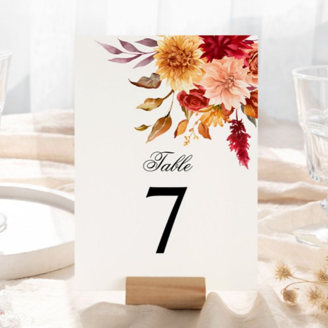 Fall Flowers Wedding Table Numbers (Creator Uploaded)
