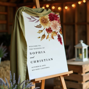 Fall Flowers Wedding Welcome Sign