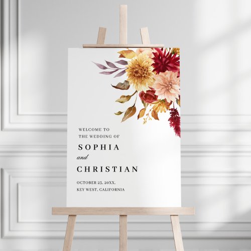Fall Flowers Wedding Welcome Sign