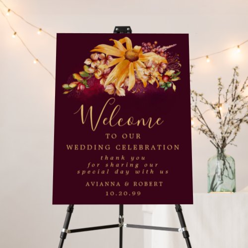Fall Flowers Welcome to Our Wedding  Foam Board