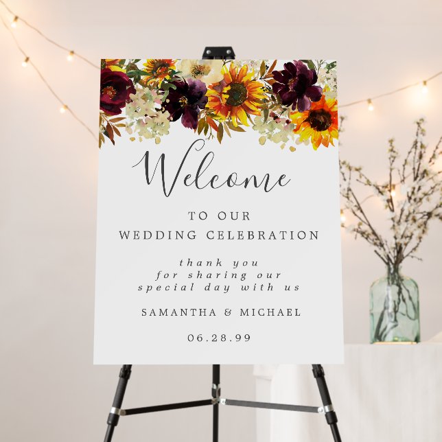 Fall Flowers Welcome to Our Wedding Sign (In Situ (Stand))