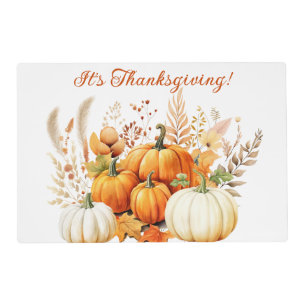 Fall Flowers White Pumpkin Thanksgiving Dinner  Placemat