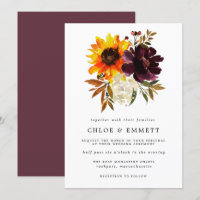 Fall Flowers Yellow Sunflower Purple Peony Wedding