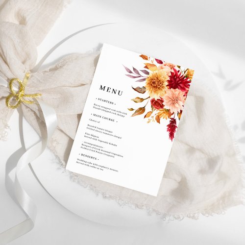 Fall Flowes Wedding Menus