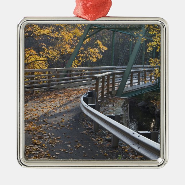 Fall foliage and a bridge over the Millers Metal Ornament (Front)