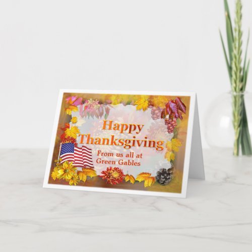 Fall Foliage and Flag Christian Thanksgiving Holiday Card