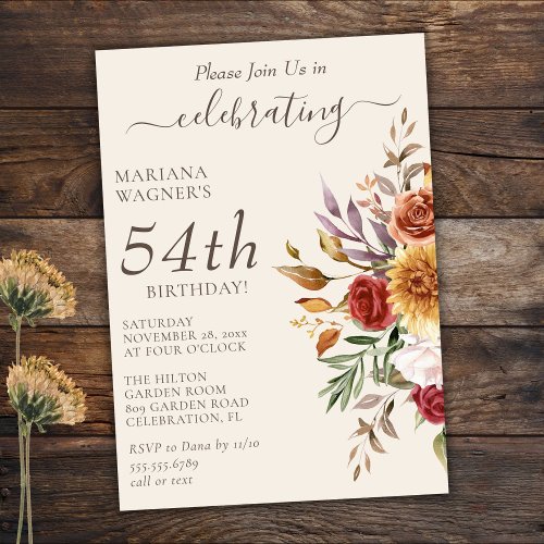 Fall Foliage Autumn Colors Ivory Birthday Invitation