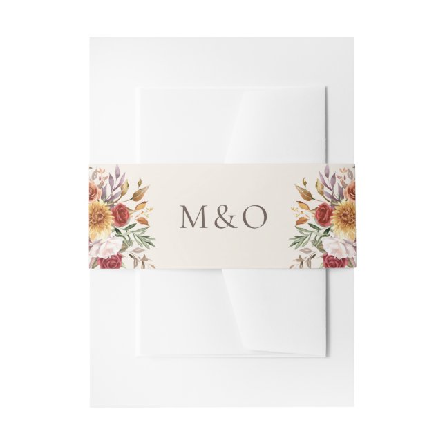 Fall Foliage Autumn Colors Ivory Invitation Belly Band (Front Example)