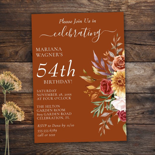 Fall Foliage Autumn Colors Terracotta Birthday Invitation (Creator Uploaded)