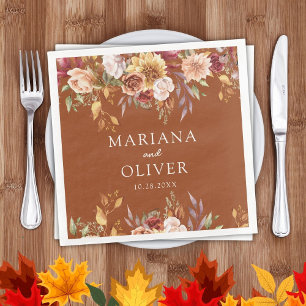 Fall Foliage Autumn Colors Terracotta Wedding Paper Dinner Napkins