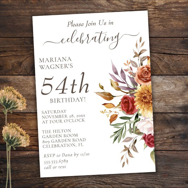 Fall Foliage Autumn Colors White Birthday Invitation (Creator Uploaded)